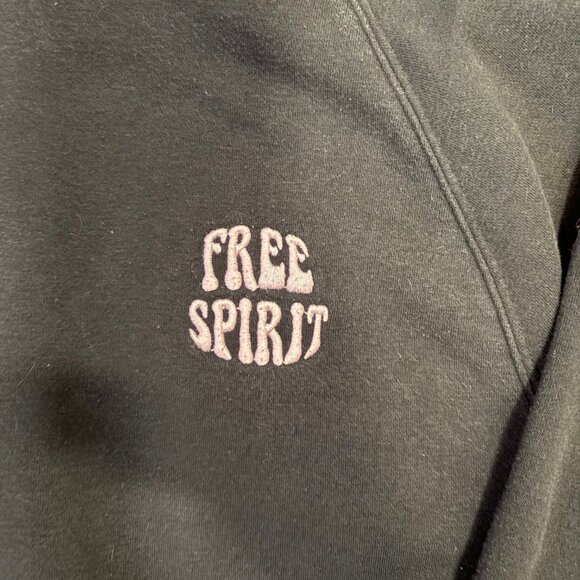 NOBO Black Cropped Crewneck Sweater Medium – Free Spirit Embroidered Y2K Cozy - Picture 3 of 8